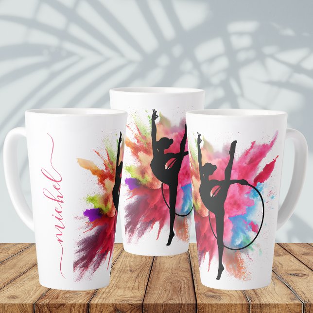 Personalised Colourful Powder Explosion Gymnastic Latte Mug (Creator Uploaded)