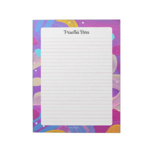 Personalised Colourful Pretty Notepad with Lines