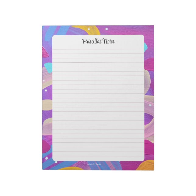 Personalised Colourful Pretty Notepad with Lines (Rotated)