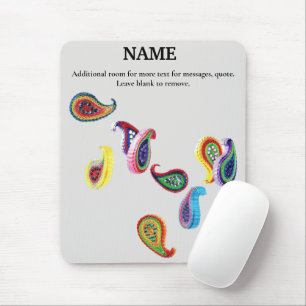 Personalised Colourful Quilled Paisleys Mouse Pad