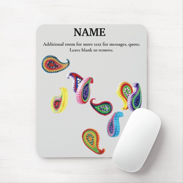 Personalised Colourful Quilled Paisleys Mouse Pad (With Mouse)