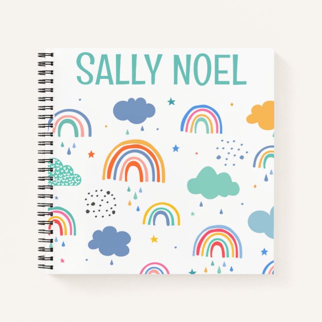 Personalised colourful rainbow notebook (Front)
