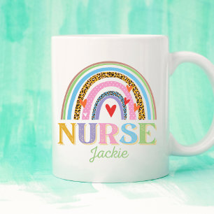 Personalised Colourful Rainbow Nurse Coffee Mug
