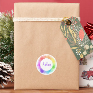Personalised colourful rainbow sticker/seal classic round sticker