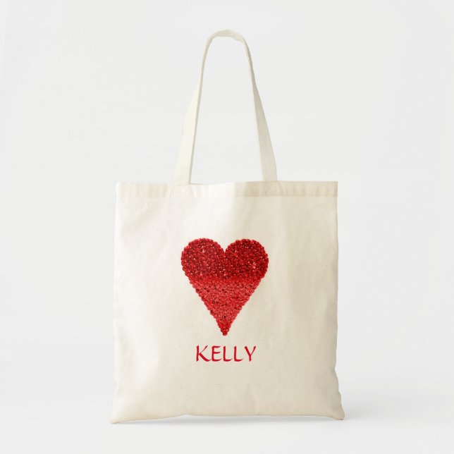 Personalised Colourful Red Heart Tote Bag (Front)