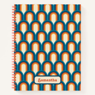 Personalised Colourful Retro Arch Rainbow Pattern Notebook