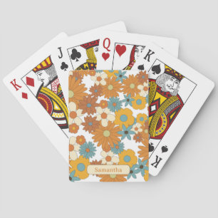 Personalised Colourful Retro Flower Sketchbook Playing Cards