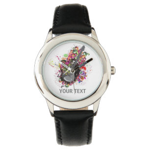 Personalised Colourful retro music guitar watch