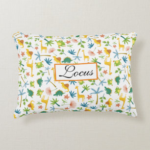 Personalised colourful safari nursery giraffe boy decorative cushion