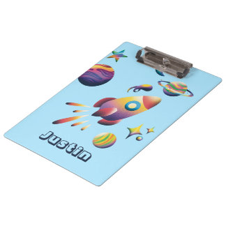 Personalised Colourful Space Planets Back to Schoo Clipboard