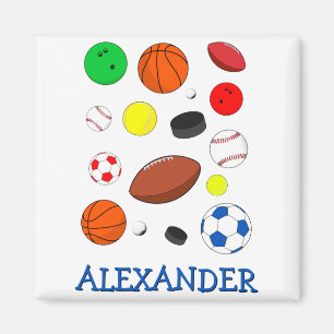 Personalised Colourful Sports Toddler T Shirt Magnet