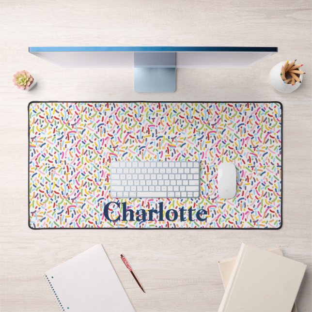 Personalised Colourful Sprinkle Name  Desk Mat (Office 1)