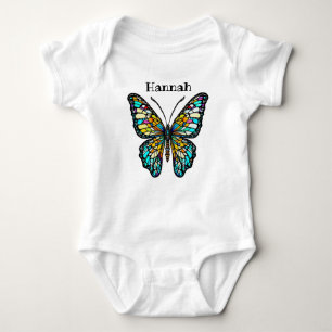 Personalised Colourful Stained Glass Butterfly Baby Bodysuit