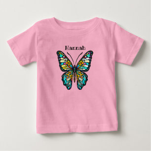 Personalised Colourful Stained Glass Butterfly Baby T-Shirt