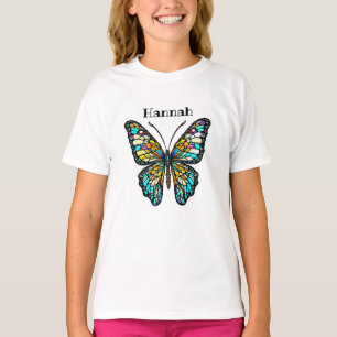 Personalised Colourful Stained Glass Butterfly T-Shirt