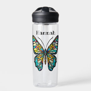 Personalised Colourful Stained Glass Butterfly Water Bottle