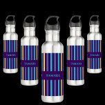 Personalised Colourful Stripes Pattern 710 Ml Water Bottle<br><div class="desc">Personalised Colourful Stripes Pattern stainless steel water bottle. Customise it with your name for a chic girly unique look.</div>