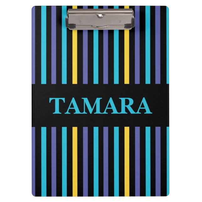 Personalised Colourful Stripes Pattern Clipboard (Front)