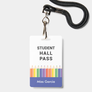 Personalised Colourful Student Hall Pass ID Badge