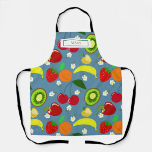 Personalised colourful summer fruit pattern apron