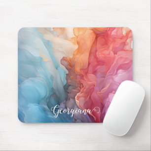 Personalised Colourful Sunset on Sea Alcohol Ink Mouse Pad