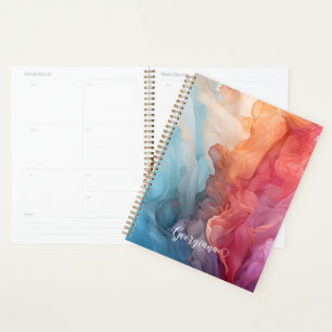 Personalised Colourful Sunset on Sea Alcohol Ink Planner