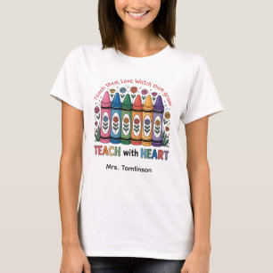 Personalised Colourful TEACH with HEART T-Shirt