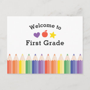 Personalised Colourful Teacher Welcome First Grade Postcard