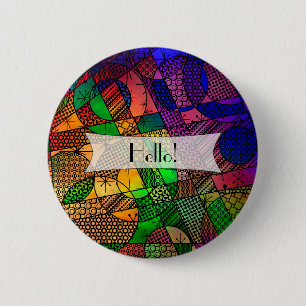 Personalised Colourful, Textured Geometric Abstrac 6 Cm Round Badge