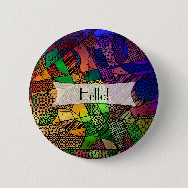 Personalised Colourful, Textured Geometric Abstrac 6 Cm Round Badge (Front)