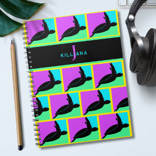 Personalised Colourful Tropical Sea Turtle Monogra Notebook