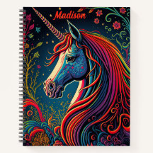 Personalised Colourful Unicorn and Flowers