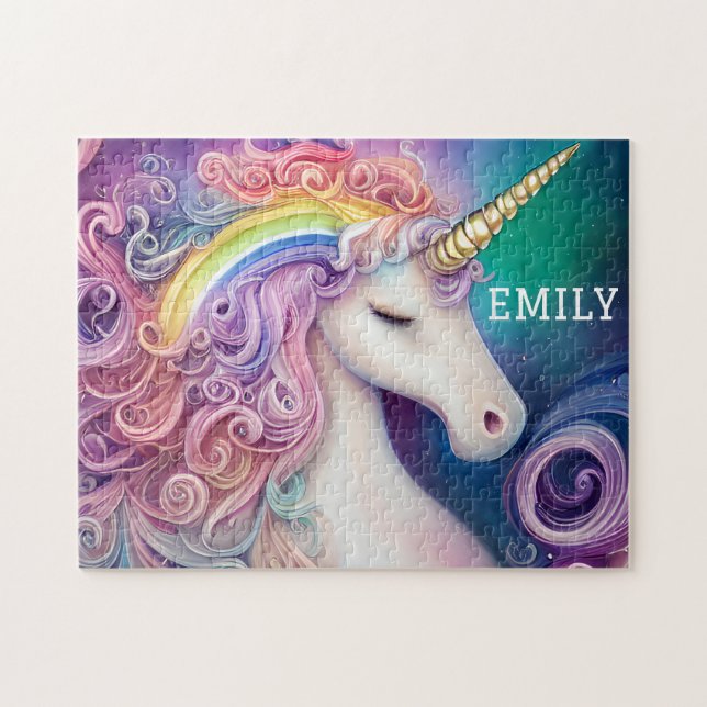 Personalised Colourful Unicorn Jigsaw Puzzle (Horizontal)