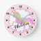 Personalised Colourful Unicorn Large Clock