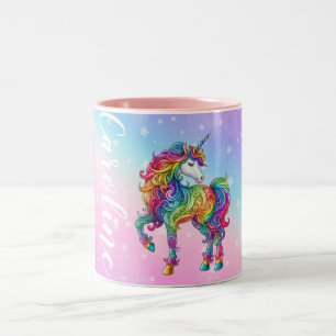 Personalised Colourful unicorn magic Two-Tone Coffee Mug