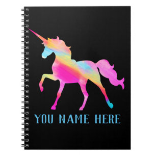 Personalised colourful unicorn notebook