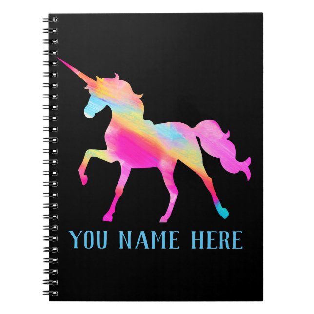 Personalised colourful unicorn notebook (Front)