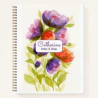 Personalised Colourful Watercolor Botanical Art Notebook