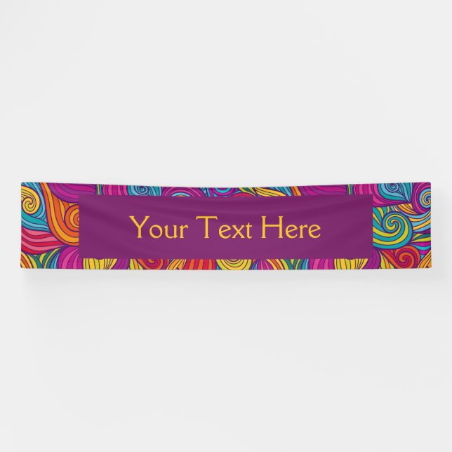 Personalised Colourful Wavy Stripe Swirls Pattern Banner (Horizontal)