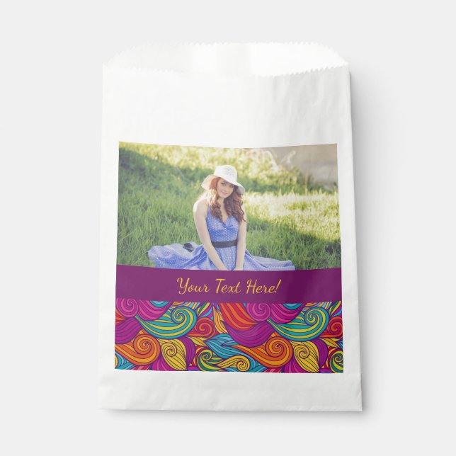 Personalised Colourful Wavy Stripe Swirls Pattern Favour Bag (Front)