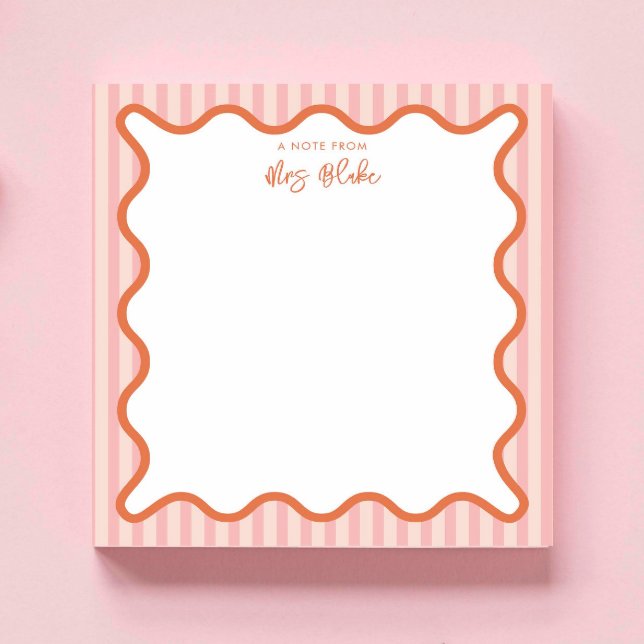 Personalised Colourful Whimsical Wavy Border Notepad (Creator Uploaded)