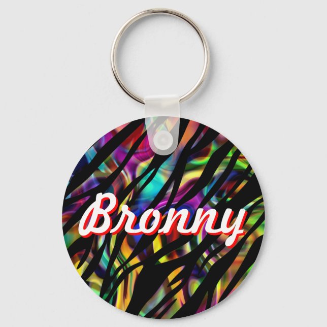 Personalised Colourful Zebra Design Keychain (Front)