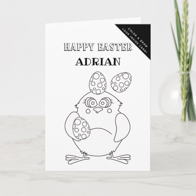 Personalised Colouring & Drawing Easter Activity Holiday Card (Front)