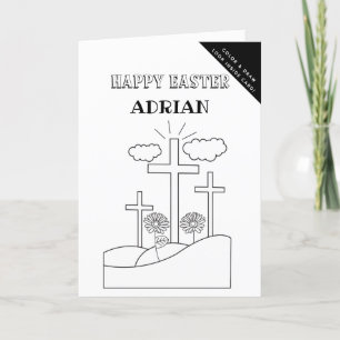 Personalised Colouring & Drawing Easter Religious  Holiday Card