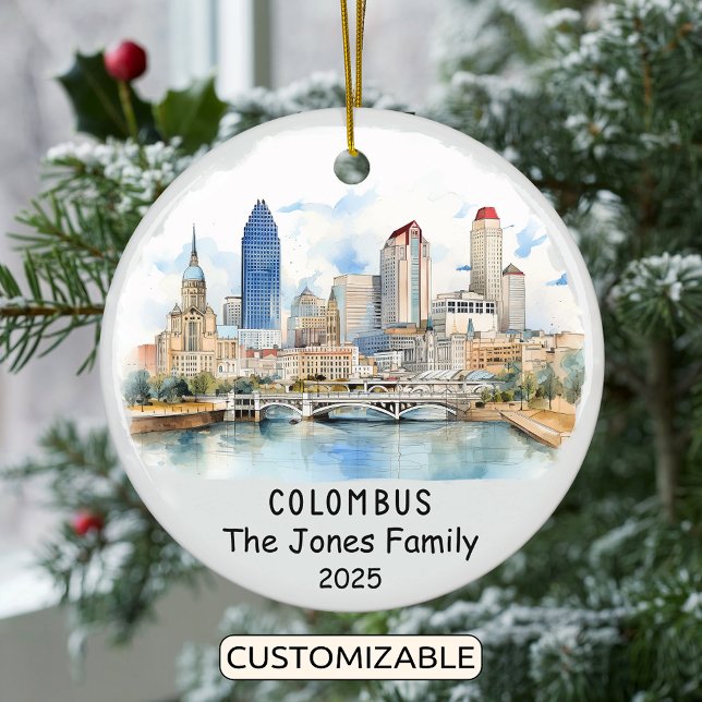 Personalised Columbus Ornament, Ohio Ceramic Ornament (Creator Uploaded)