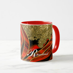 Personalised Combo Mug: red, & Gold Accents Mug