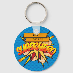 Personalised Comic Book Pop Art I'M A... SUPERHERO Key Ring