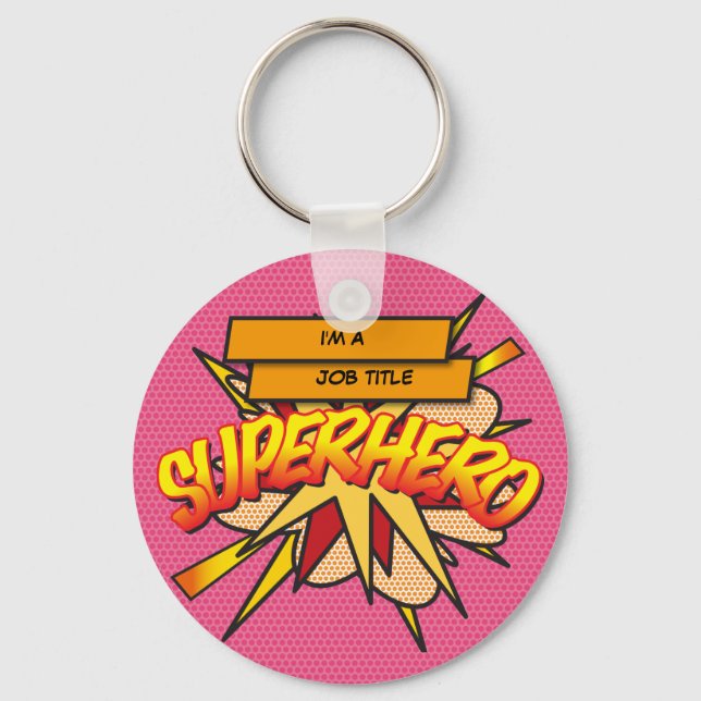 Personalised Comic Book Pop Art I'M A... SUPERHERO Key Ring (Front)