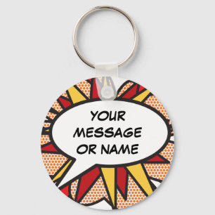 Personalised Comic Book Pop Art "I'm Here" Key Ring