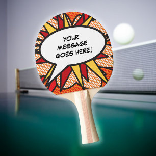 Personalised Comic Book Pop Art Speech Bubble Ping Pong Paddle